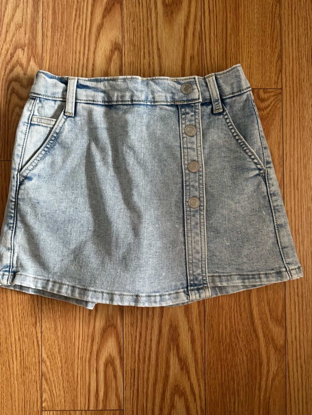 SO Light Blue Denim Button-Front Mini Skirt